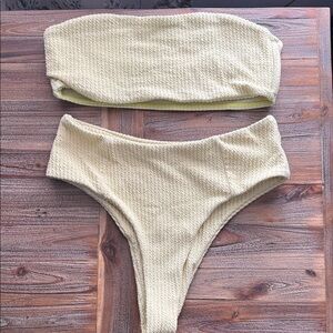 SHEIN Cream Textured Bikini Set